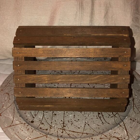 Vintage Brown Handmade Farmhouse Wooden Basket - Picture 9 of 9